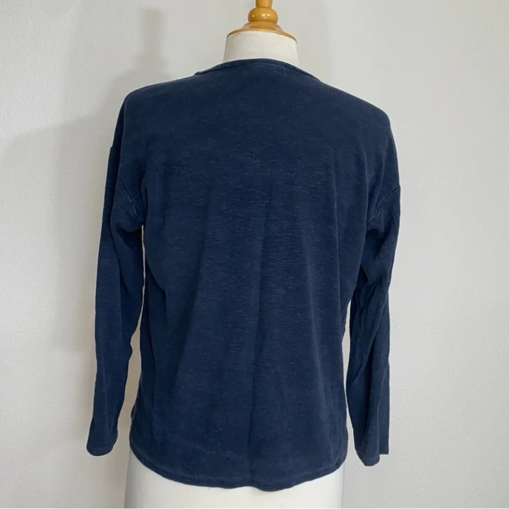 J. Jill Women's Navy Blue Tencel Linen Open Boxy Soft Cardigan Size XSP Coastal